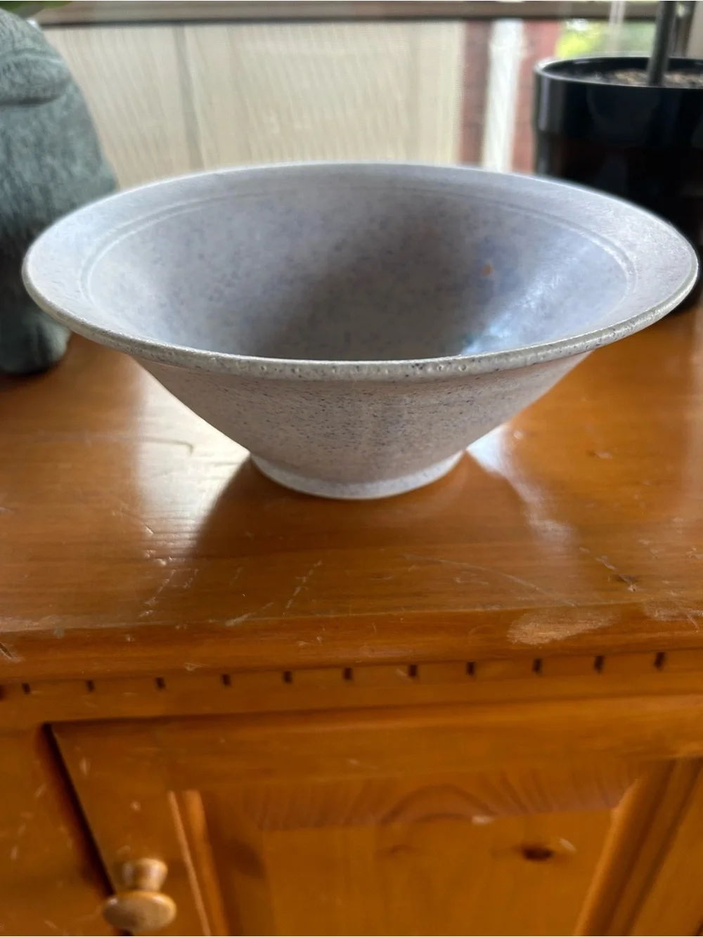 Speckled Ceramic Serving Bowl - Light Gray